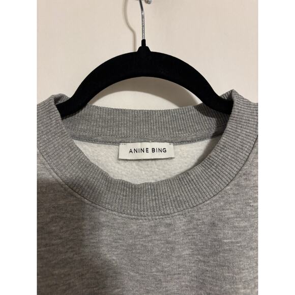 Anine Bing Spencer Crewneck Sweatshirt Large Gray Cotton Blend Relaxed - Picture 2 of 8
